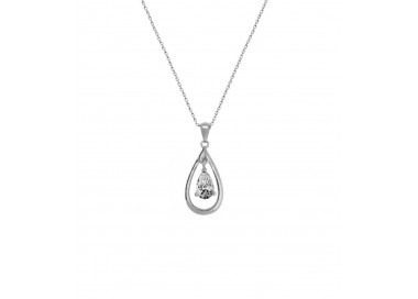 Collier argent rhodié goute cristal oxyde de zirconium
