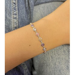 Bracelet argent 925 rhodié serti d'oxyde de zirconium multicolore