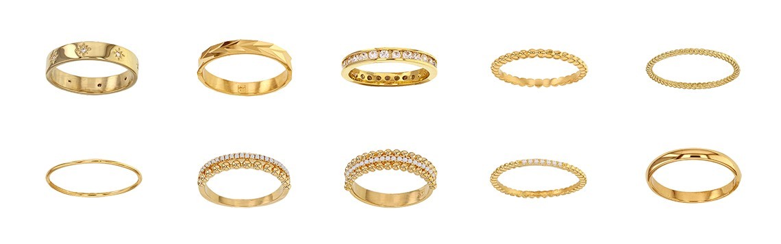 Alliances Plaqué or 18 carats