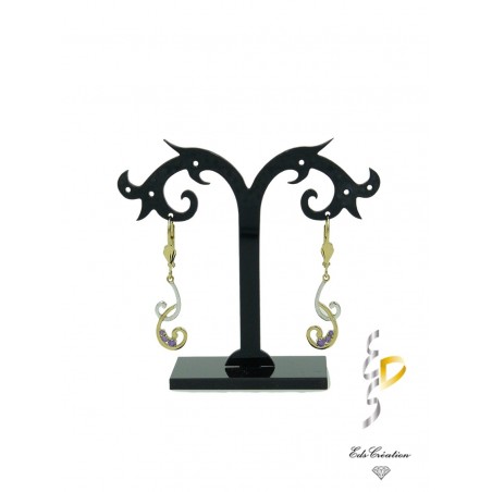Boucles d'oreilles plaqué or bi color Améthiste
