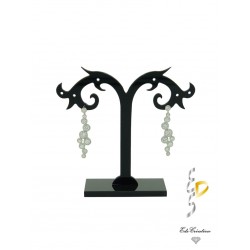 Clou d'oreille argent massif rhodié grappe de cristal