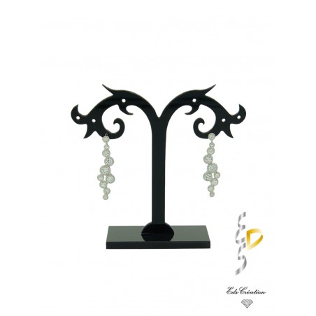 Clou d'oreille argent massif rhodié grappe de cristal