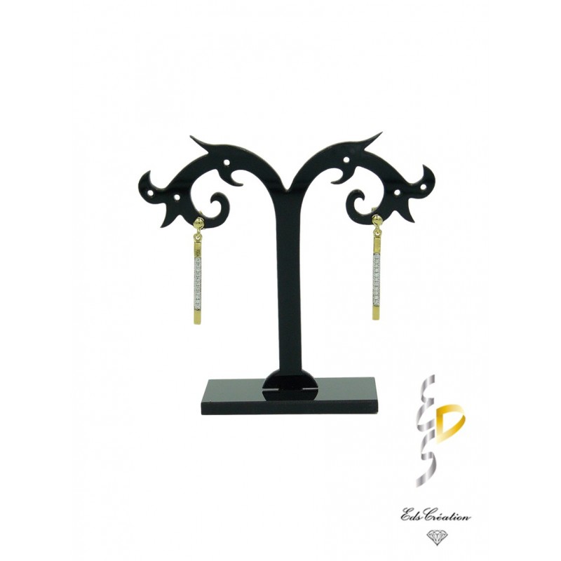 Clou d'oreille plaqué or diapason de cristal Clou d'oreille plaqué or diapason de cristal