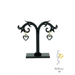 Clous d'oreilles plaqué or coeur céramique noir