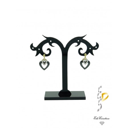 Clous d'oreilles plaqué or coeur céramique noir