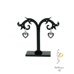 Clous d'oreilles argent massif rhodié coeur céramique