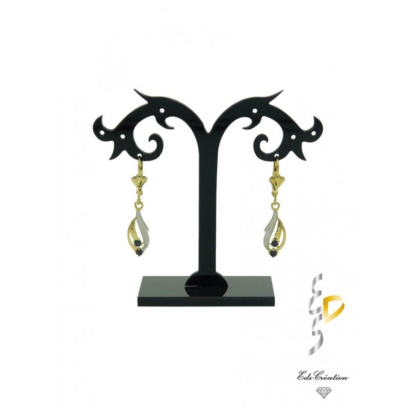 Boucles d'oreilles plaqué or jaune et blanc Boucles d'oreilles plaqué or jaune et blanc