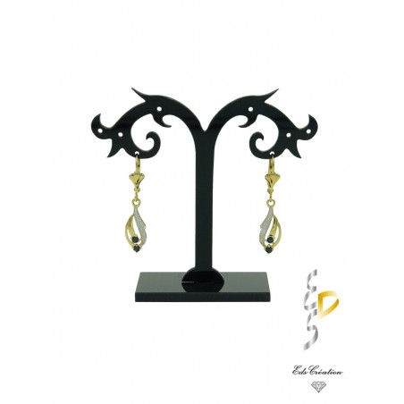 Boucles d'oreilles plaqué or jaune et blanc