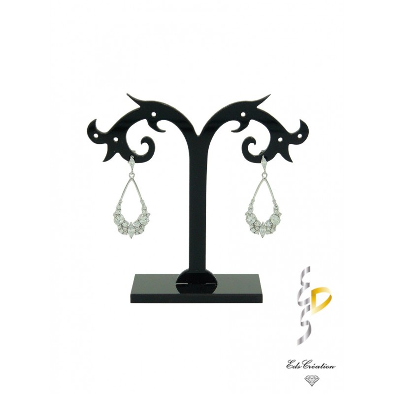 Boucles D'oreilles argent rhodé goute cristal Boucles D'oreilles argent rhodé goute cristal