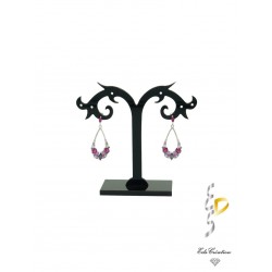 Boucles D'oreilles argent rhodé goute cristal de couleur