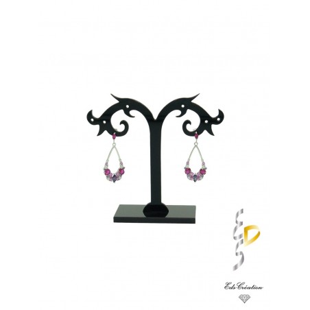 Boucles D'oreilles argent rhodé goute cristal de couleur