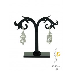 Boucles D'oreilles gouttes d argent rhodié serti de cristaux d'oxide de zirconium