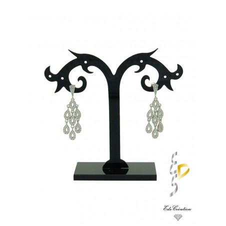 Boucles D'oreilles gouttes d argent rhodié serti de cristaux d'oxide de zirconium