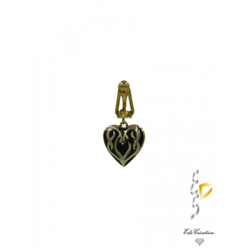 Clip Nombril Plaqué Or Coeur Noir Clip Nombril Plaqué Or Coeur Noir