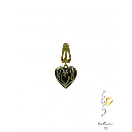 Clip Nombril Plaqué Or Coeur Noir