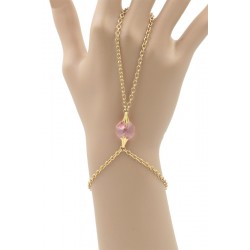 Chaîne de Main Plaqué Or Cristal Rose