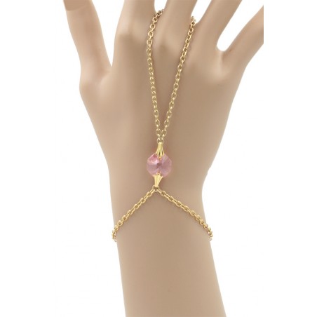 Chaîne de Main Plaqué Or Cristal Rose