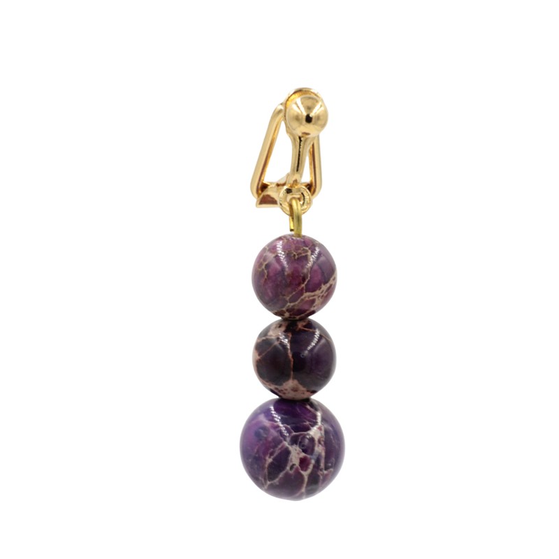 Clip clitoris plaqué or diapason jaspe impérial Violet Clip clitoris plaqué or diapason jaspe impérial Violet