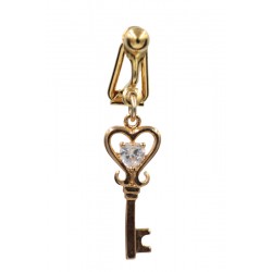 Clip clitoris plaqué or clef strass