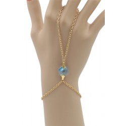 Chaîne de Main Plaqué Or Cristal Aquamarine