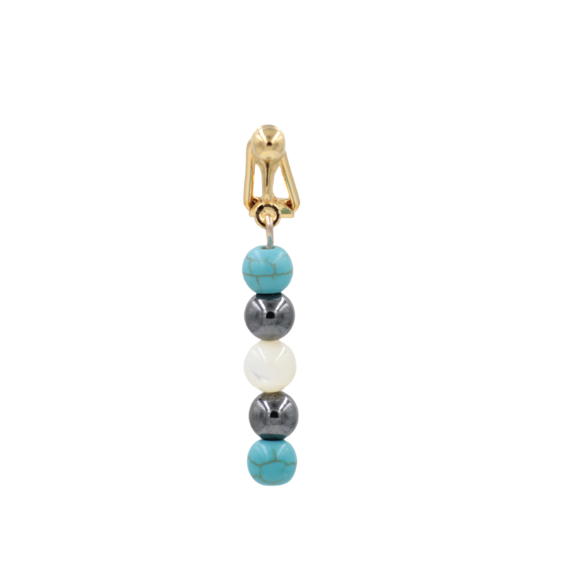 Clip clitoris plaqué or Diapason de perle Howlite Hématite Nacre Clip clitoris plaqué or Diapason de perle Howlite Hématite Nacre