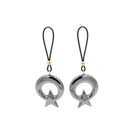 Bijoux seins plaqué or pendant étoile lune hématite
