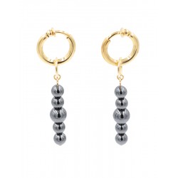 Anneaux Intime plaqué or sans piercing Diapason Perle Hématite