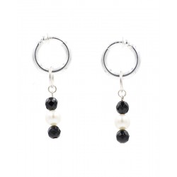 Anneaux Intime plaqué argent onyx noir et perle d'eau douce