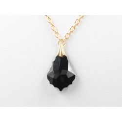 Collier pendentif cristal noir baroque plaqué or