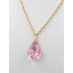 Collier pendentif cristal baroque rose plaqué or