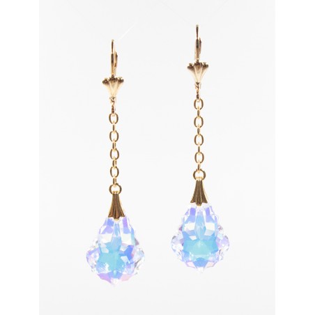 Dormeuse plaqué or cristal aurore boréale baroque 