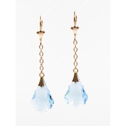 Dormeuse plaqué or cristal bleu ciel baroque 