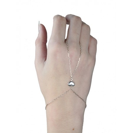 Chaine de main coeur en argent massif