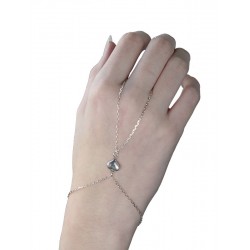 Chaine de main coeur en argent massif