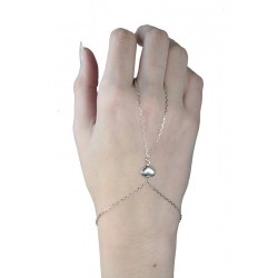 Chaine de main coeur en argent massif