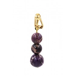 Clip nombril plaqué or diapason jaspe impérial Violet