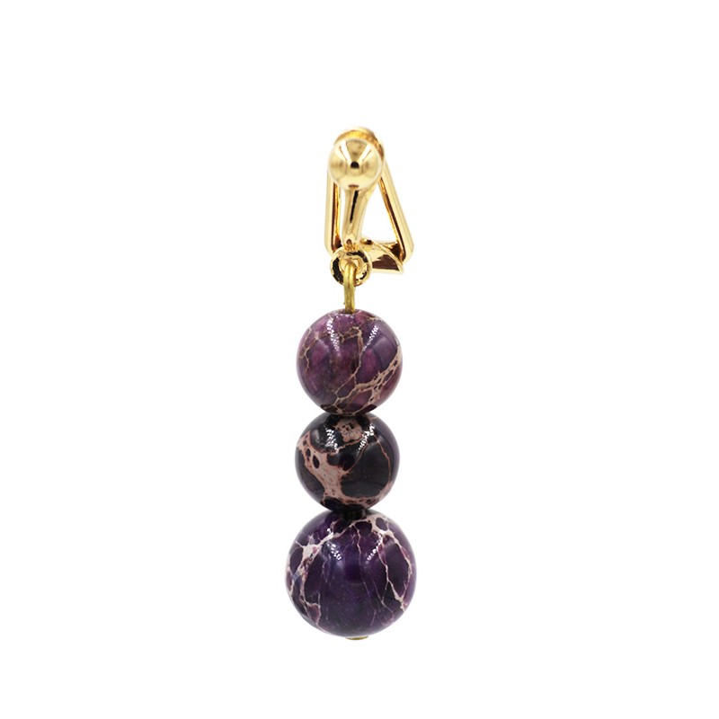 Clip nombril plaqué or diapason jaspe impérial Violet Clip nombril plaqué or diapason jaspe impérial Violet