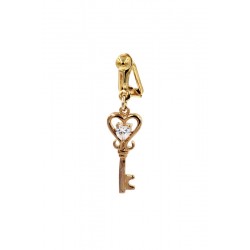 Clip Nombril plaqué or clef strass