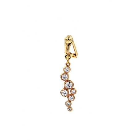 Clip Nombril Plaqué Or Grappe Cristal