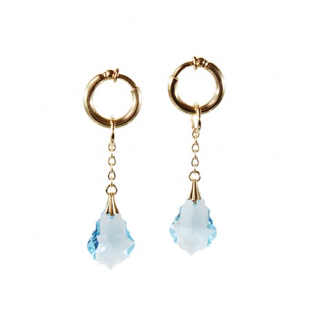 Anneaux intime Plaqué Or cristal baroque Aquamarine