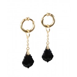 Anneaux intime Plaqué Or cristal baroque Jet Noir