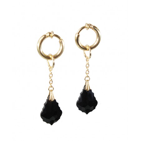 Anneaux intime Plaqué Or cristal baroque Jet Noir