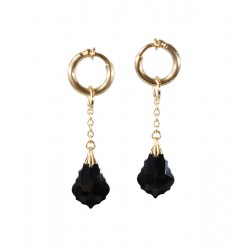 Anneaux intime Plaqué Or cristal baroque Jet Noir