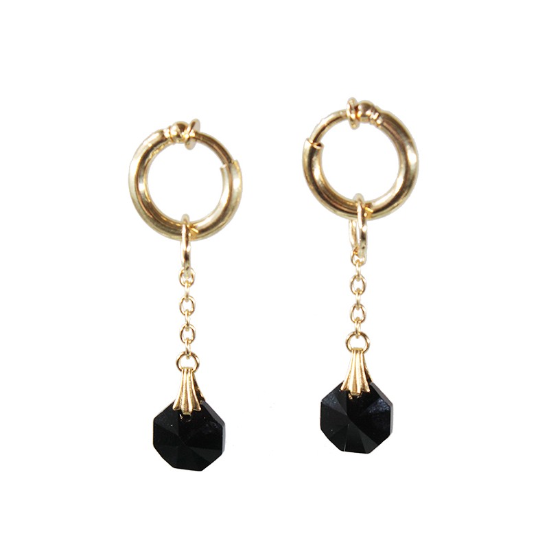 Anneaux intimes plaqué or 18 carats cristal jet noir Anneaux intimes plaqué or 18 carats cristal jet noir