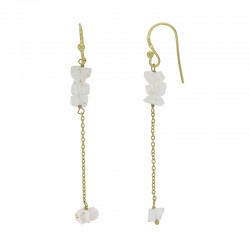 Fils d'oreilles avec 4 pierres brutes pierre de lune argent doré