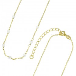 Collier argent doré avec 7 pierres brutes rondes pierre de lune
