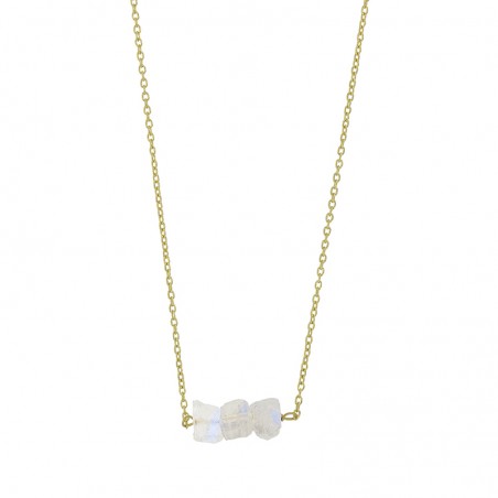 Collier argent doré avec 3 pierres brutes pierre de lune naturelle