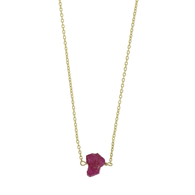 Collier agent d'or 2 microns avec rubis brut Collier agent d'or 2 microns avec rubis brut