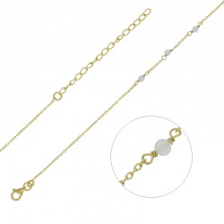 Bracelet argent doré avec 3 pierres rondes en Pierre de Lune