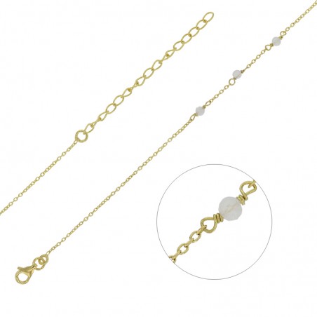 Bracelet argent doré avec 3 pierres rondes en Pierre de Lune